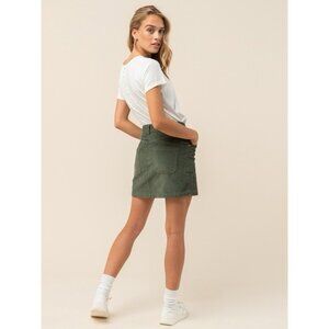 Roxy Amazing Break Corduroy Skirt Green Womens Small Casual Retro‎ Y2K Surf Girl